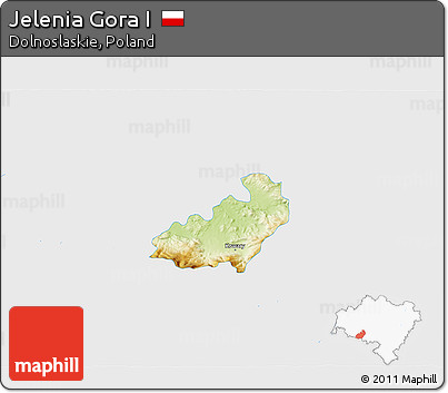 Physical 3D Map of Jelenia Gora I, single color outside