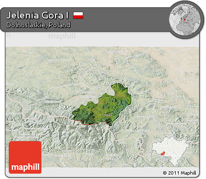 Satellite 3D Map of Jelenia Gora I, lighten