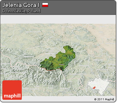 Satellite 3D Map of Jelenia Gora I, lighten