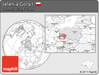 Blank Location Map of Jelenia Gora I, highlighted country, highlighted parent region, within the entire country