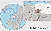 Gray Location Map of Jelenia Gora I, highlighted country, highlighted parent region