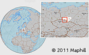 Gray Location Map of Jelenia Gora I, highlighted parent region, hill shading