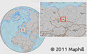 Gray Location Map of Jelenia Gora I, hill shading