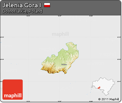 Physical Map of Jelenia Gora I, single color outside
