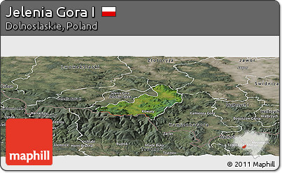 Satellite Panoramic Map of Jelenia Gora I, semi-desaturated