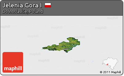 Satellite Panoramic Map of Jelenia Gora I, single color outside