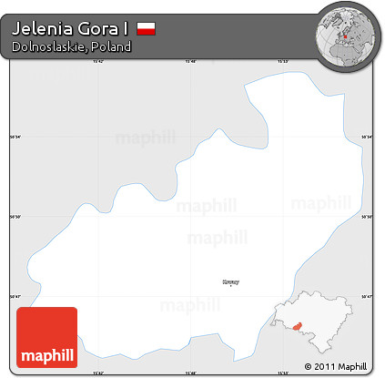 Silver Style Simple Map of Jelenia Gora I, single color outside