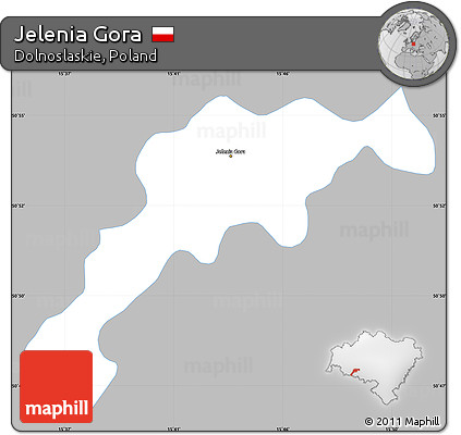 Gray Simple Map of Jelenia Gora, single color outside