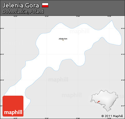 Silver Style Simple Map of Jelenia Gora, single color outside