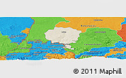 Shaded Relief Panoramic Map of Luban, political outside