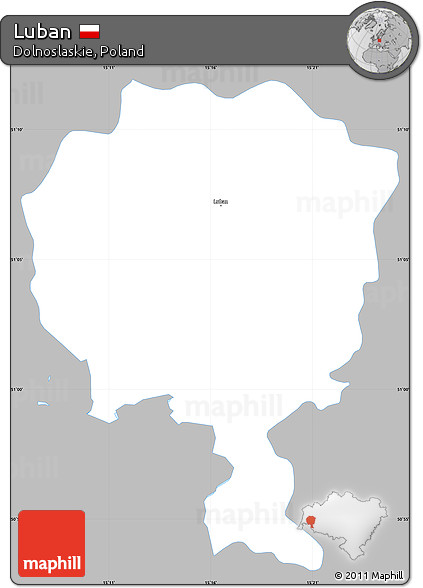 Gray Simple Map of Luban, single color outside