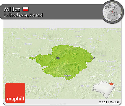 Physical 3D Map of Milicz, lighten