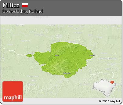 Physical 3D Map of Milicz, lighten