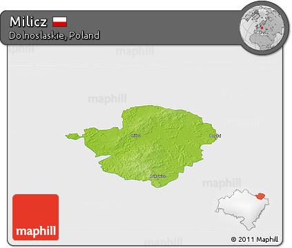 Physical 3D Map of Milicz, single color outside