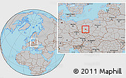 Gray Location Map of Milicz, within the entire country