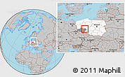 Gray Location Map of Milicz, highlighted country, highlighted parent region, within the entire country