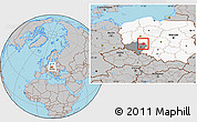 Gray Location Map of Milicz, highlighted country, highlighted parent region