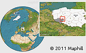 Satellite Location Map of Milicz, highlighted country, highlighted parent region