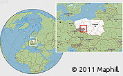 Savanna Style Location Map of Milicz, highlighted country, highlighted parent region, within the entire country