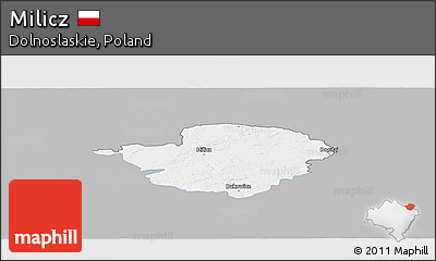 Gray Panoramic Map of Milicz, single color outside