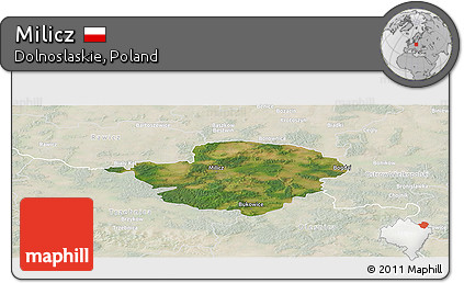 Satellite Panoramic Map of Milicz, lighten
