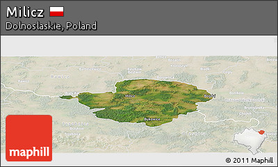 Satellite Panoramic Map of Milicz, lighten