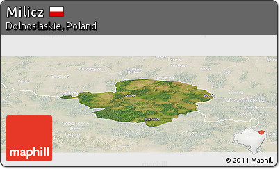 Satellite Panoramic Map of Milicz, lighten