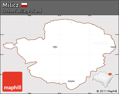 Classic Style Simple Map of Milicz, cropped outside