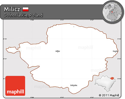 Classic Style Simple Map of Milicz, cropped outside