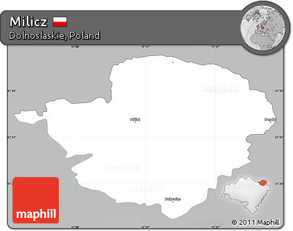 Gray Simple Map of Milicz, single color outside