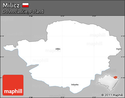 Gray Simple Map of Milicz, single color outside