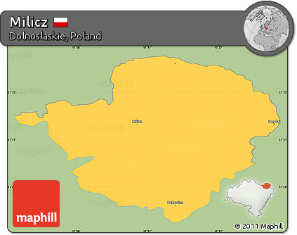 Savanna Style Simple Map of Milicz, single color outside