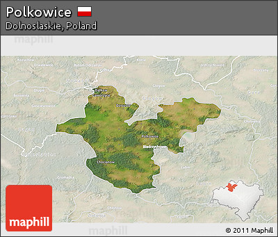 Satellite 3D Map of Polkowice, lighten