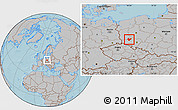 Gray Location Map of Polkowice, hill shading