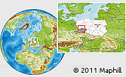 Physical Location Map of Polkowice, highlighted country, highlighted parent region, within the entire country