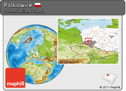 Physical Location Map of Polkowice, highlighted country, highlighted parent region