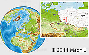 Physical Location Map of Polkowice, highlighted country