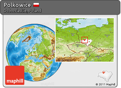 Physical Location Map of Polkowice, highlighted parent region