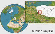 Satellite Location Map of Polkowice, highlighted country