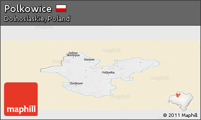 Classic Style Panoramic Map of Polkowice, single color outside
