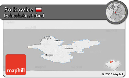 Gray Panoramic Map of Polkowice, single color outside