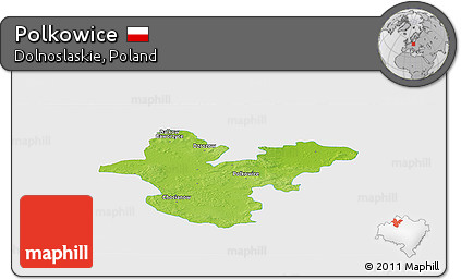 Physical Panoramic Map of Polkowice, single color outside
