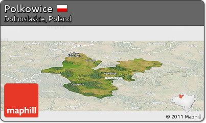 Satellite Panoramic Map of Polkowice, lighten