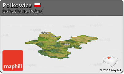 Satellite Panoramic Map of Polkowice, single color outside
