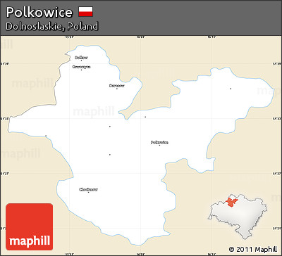 Classic Style Simple Map of Polkowice, single color outside