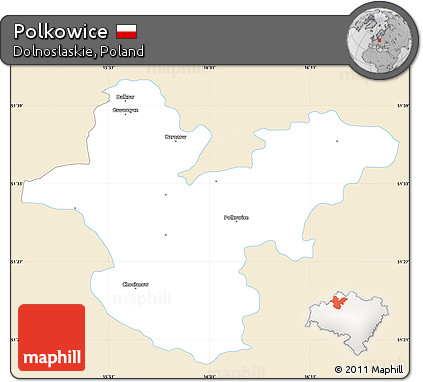 Classic Style Simple Map of Polkowice, single color outside