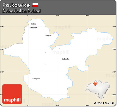 Classic Style Simple Map of Polkowice, single color outside