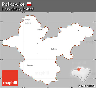 Gray Simple Map of Polkowice, cropped outside