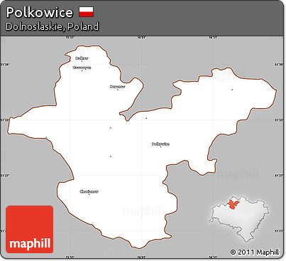 Gray Simple Map of Polkowice, cropped outside