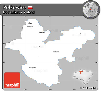 Gray Simple Map of Polkowice, single color outside